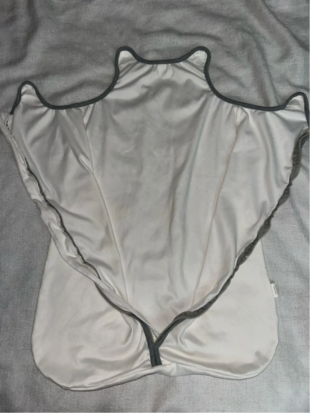 White Baby Sleep Sack with Gray Trim
